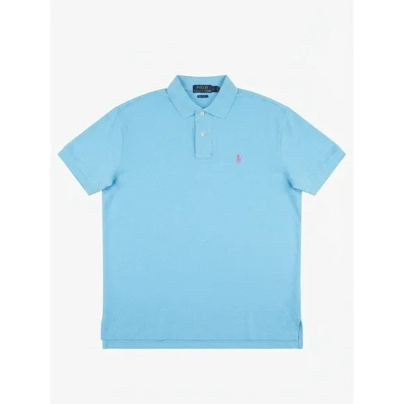 Polo Ralph Lauren Classic Fit Polo Shirt Men's M Light Blue Cotton Short Sleeve