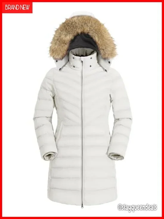 Women's Long Puffer Jacket Waterproof Quilted Parka with Removable Faux Fur Hood