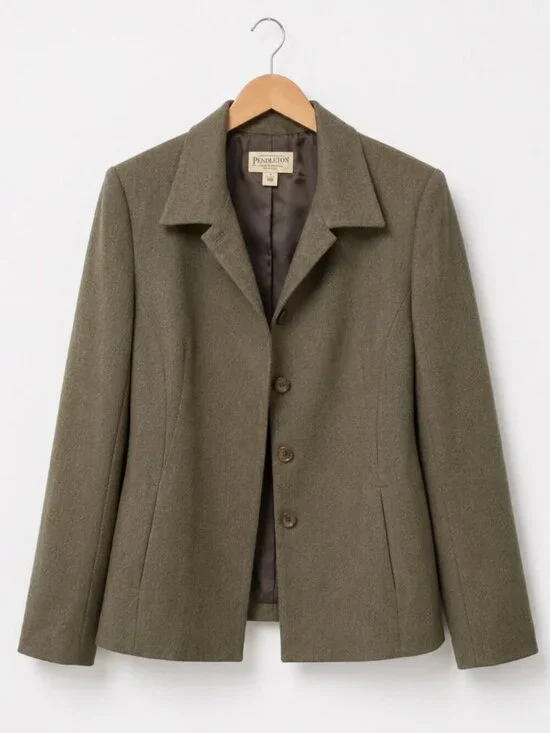 Pendleton  Olive Green 100% Virgin Wool  Blazer Jacket Women's Size 14W