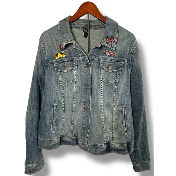 Torrid‎ Disney Minnie Mouse Denim Jacket Women's Size 2 Trucker Jean Medium Wash
