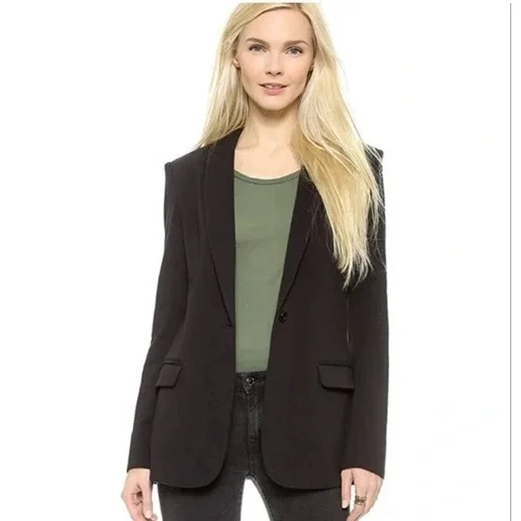 NORMA KAMALI Black Boyfriend Cut Blazer Jacket‎