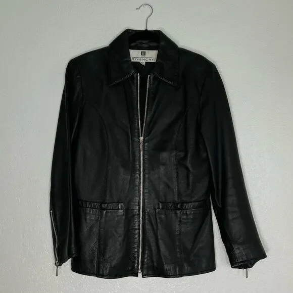 Vintage GIVENCHY black leather 90s Y2K goth jacket S