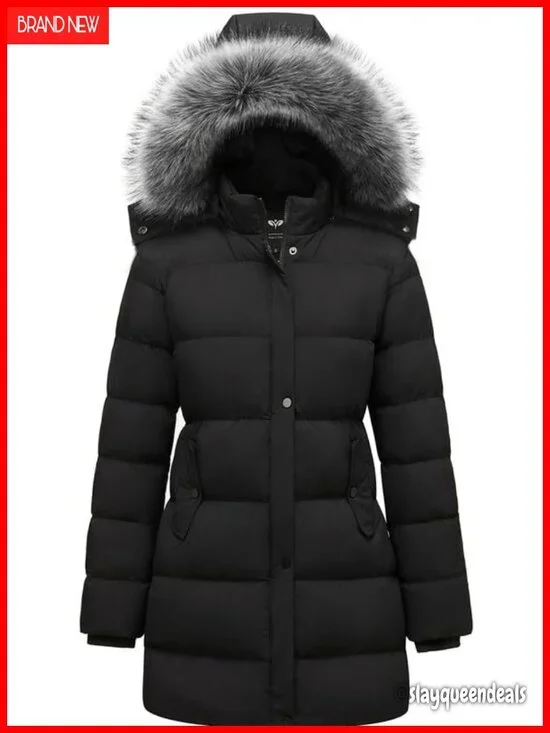 Women's Winter Thicken Puffer Coat with Removable Hood
