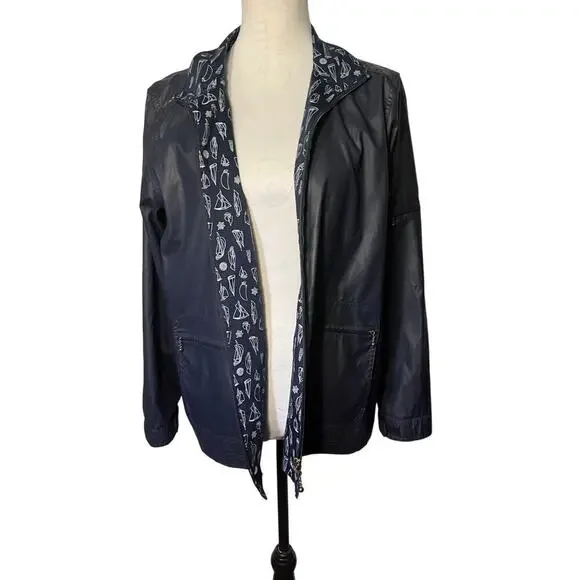 Cricket Lane Collections Women’s Size M Blue ￼Lightweight Zip Jacket, Y2K   ￼‎