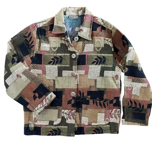 Vintage Jane Ashley Patchwork Blanket Jacket Women's‎ Size Medium