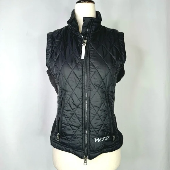 Marmot Kitzbuhel vest quilted front back stretch sides full zip black slim fit S