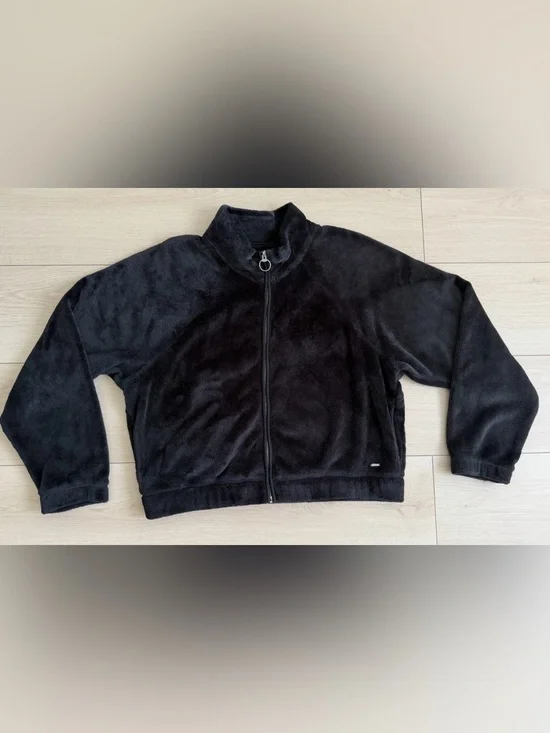 Hollister Black Fleece Zip-Up Jacket