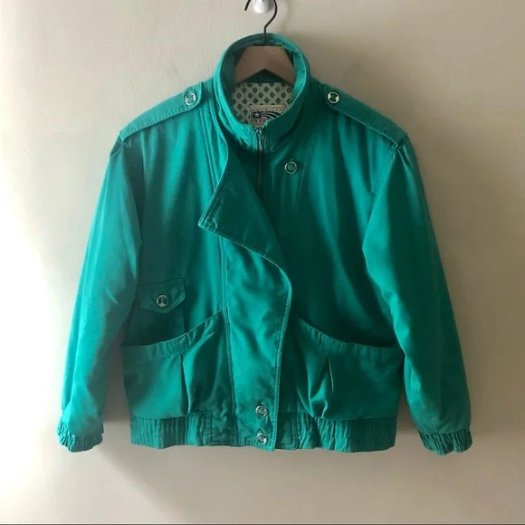 AMERICAN WEEKEND Teal Green Insulated Bomber Jacket