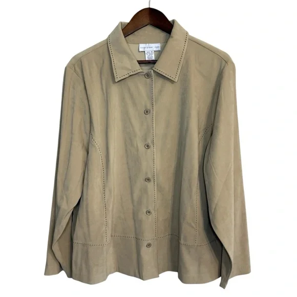 Susan Graver shirt jacket shacket women's 1X neutral boho festival western rodeo