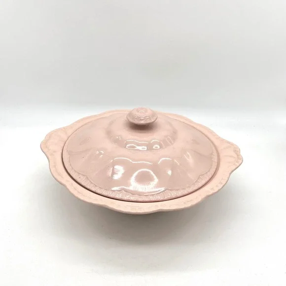 Vintage J&G Meakin SOL Rosa Pink Lidded Tureen Scalloped Serving‎ Bowl England