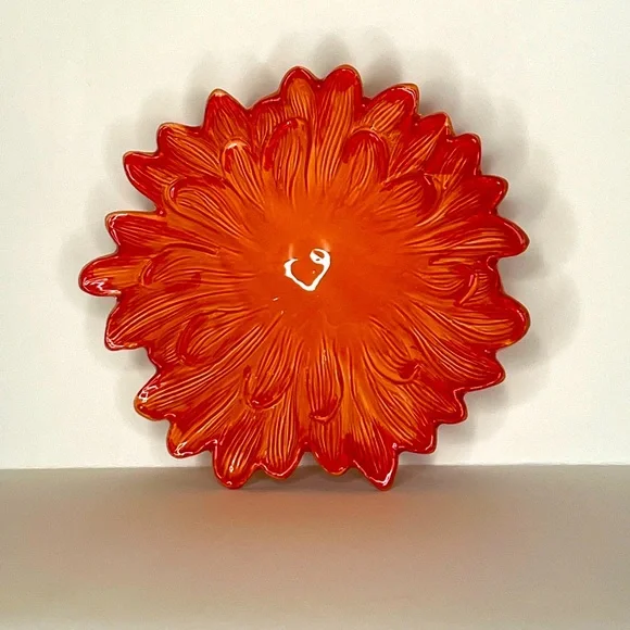 Anthropologie Ceramic Floral Bowl Made In Italy By Ceramiche Virginia RARE
