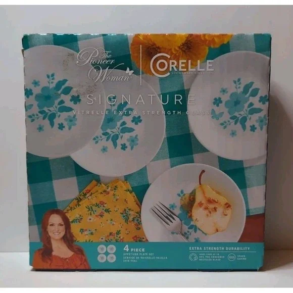 Pioneer Woman 4pc Corelle Appetizer Plate‎ Set 