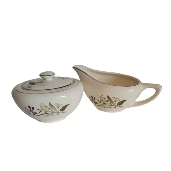 Edwin Knowles Porcelain 'Botany' Creamer and Sugar Set