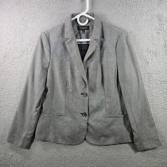 Talbots‎ Women's Gray Textured Blazer Jacket Size 14 Wool Blend Business Casual