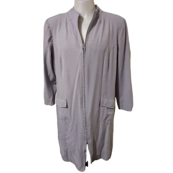 Allison Woods Jacket Women's Size 26W Gray Zip Up Long Sleeve 2 Pockets Stretch‎