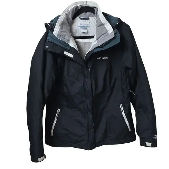 Columbia Black Interchange Omni Tech Jacket with Gray Accents Womens Size XL
