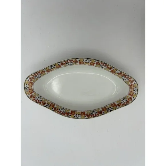 T&V Tressemanes & Vogt‎  Limoges France Serving Bowl Floral Red Yellow Brown