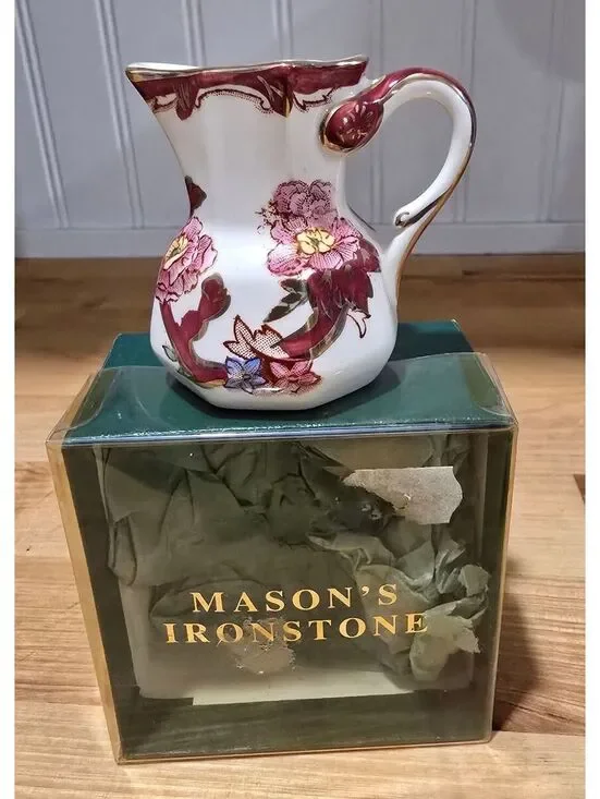 Mason's Ironstone Miniature Floral Pitcher Jug with Original Box Made in England
