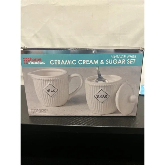 Home Basics‎ MILK and SUGAR Serving Set W LID VINTAGE WHITE NEW