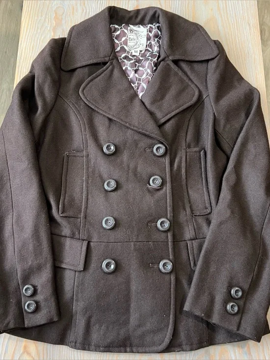 Vintage Anthropologie Tulle chocolate brown peacoat size Medium
