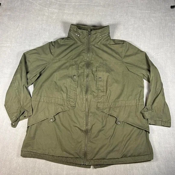 Ava & Viv Womens Olive Green Utility Field Jacket Full Zip Cotton F16870443