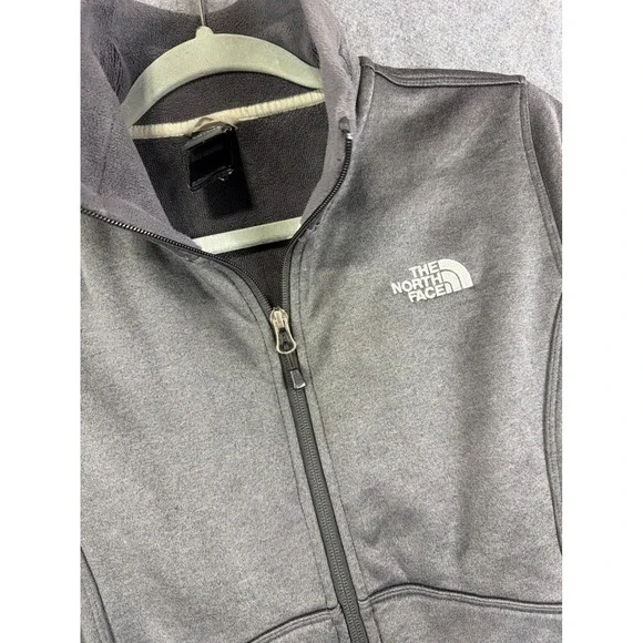 The North‎ Face Jacket Womens Large Fleece Coat Gray Full Zip Logo Outerwear