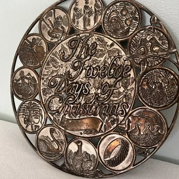 International Silver Co 12 Days of Christmas Trivet 7.75