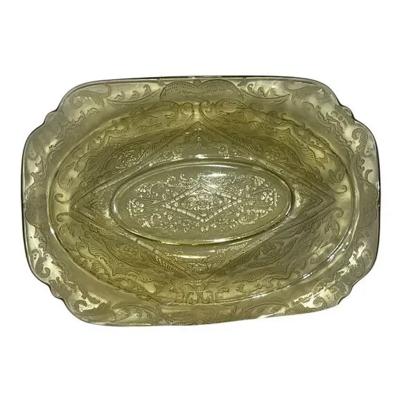 Federal Madrid Oval Vegetable Bowl Amber Depression Glass Vintage Serving