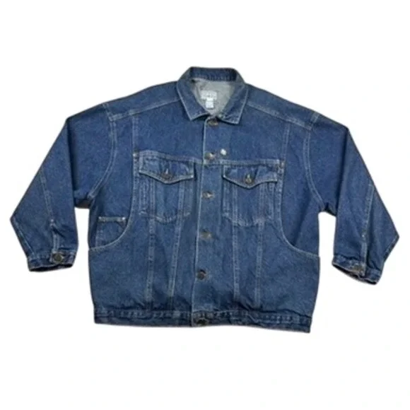 Vintage Venezia Denim Jacket Womens 18/20 Jean Trucker Buckle-Back 80s 90s Biker