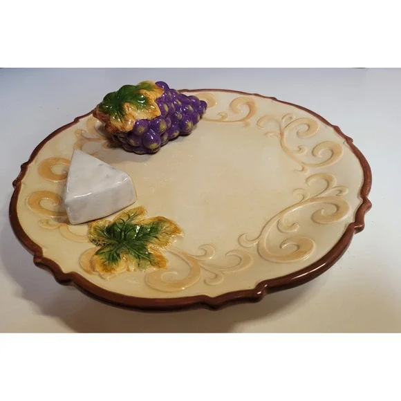 Vintage Trompe Oil Grapes &‎ Cheese Plate Style Eyes Baum Bros