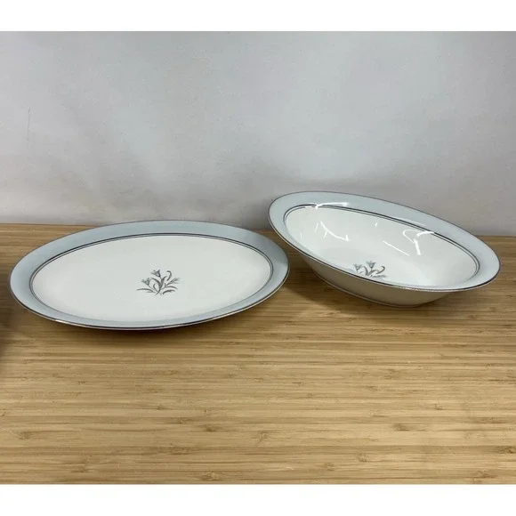 Noritake Bluebell‎ 5558 Oval Vegetable Serving Bowl w Underplate Japan