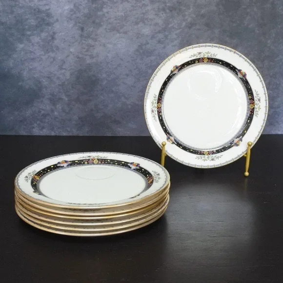 Rare Vintage Lenox Coronado Pattern Porcelain Snack Plate Set x 6