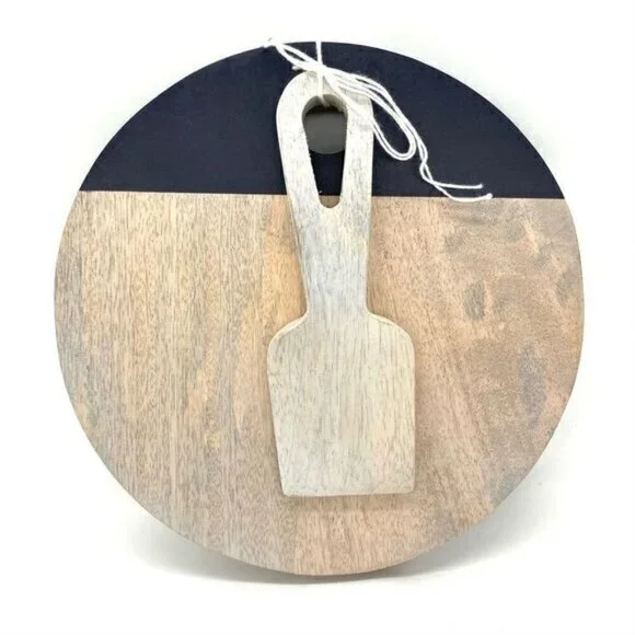 Wild Sage Mango Wood Serving Cheese Board with Wooden Spreader New