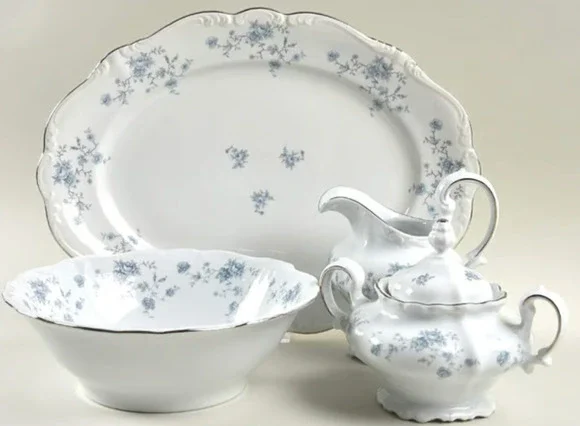 Vintage Johann Haviland Bavaria Blue Garland Five Piece Hostess Set Germany