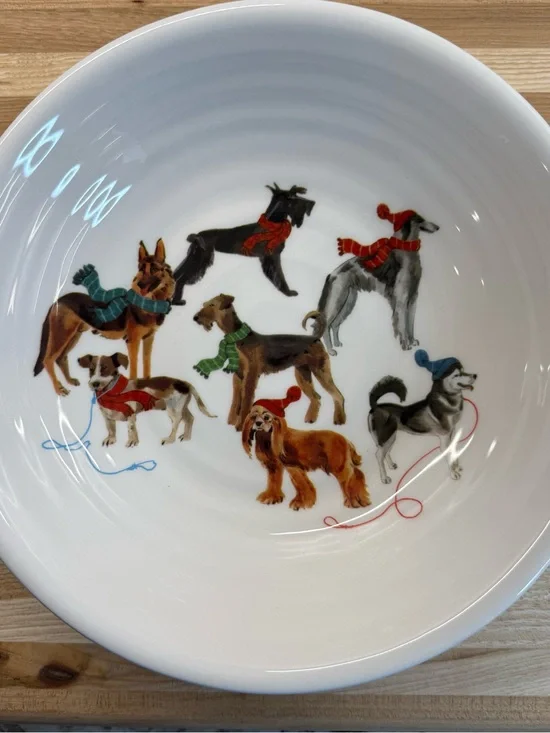 Ceramica Cuore Italy Winter Dogs Pasta Soup Bowl 9