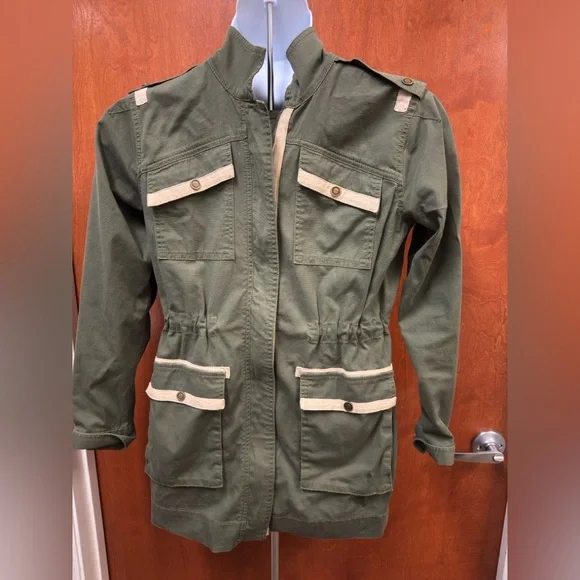 CAbi Olive‎ Jacket with Tan Details