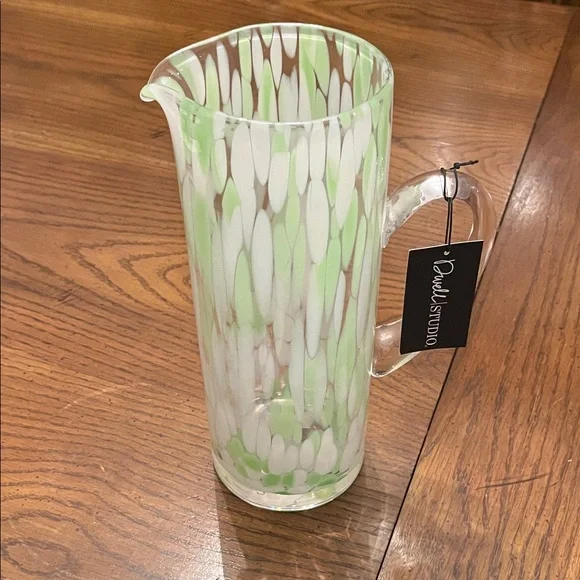 Dwell Studio Green and White Glass Pitcher,‎ NWT