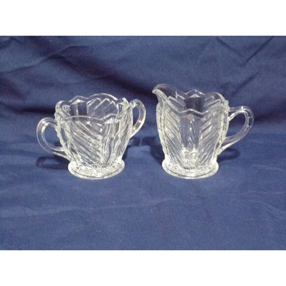 Vintage Indiana Glass Breakfast‎ Creamer & Open Sugar Set Pattern #303