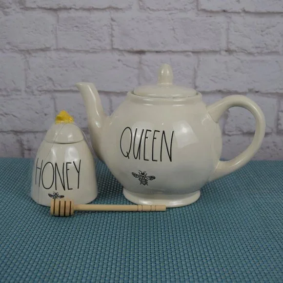 New Rae Dunn Teapot & Honey Pot Gift Set Boxed Farmhouse Kitchen