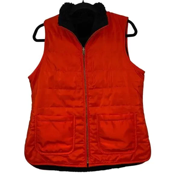 Sonoma Red Puffer Vest‎ Small Sherpa Lined Zip Up Quilted Vest