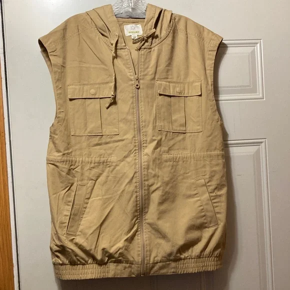 Offline‎ by Aerie Sleeveless Hooded Zip Front Utility Vest - Tan S