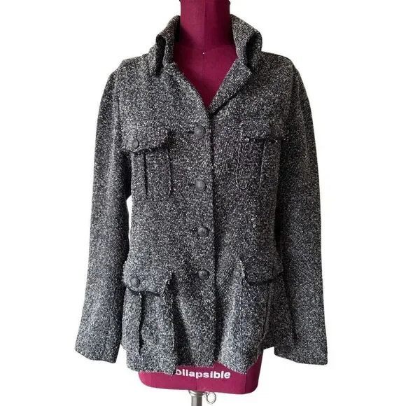 Rag & Bone Wool Tweed Utility Blazer Jacket in gray size‎ 8