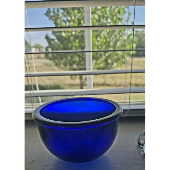Vintage TAG Cobalt Blue Bowl Recycled Glass Made In Spain 5.5