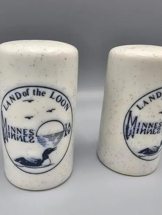 Vintage Land of the Loon Minnesota Ceramic Salt and Pepper Shakers