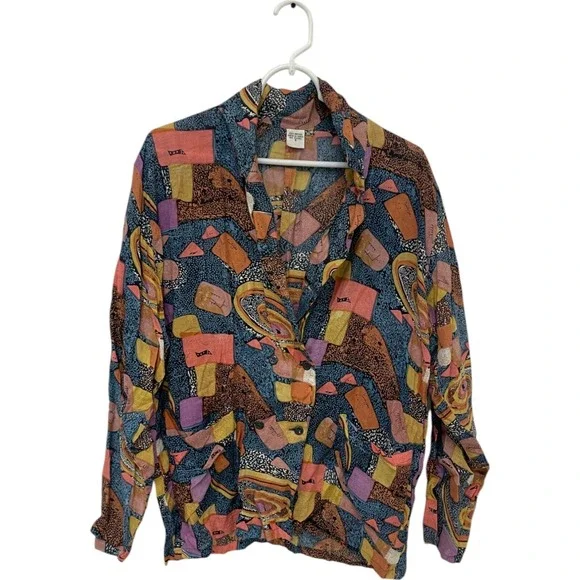 Blazer Jacket Womens Size Small Multicolor‎ Single Breasted Long Sleeve