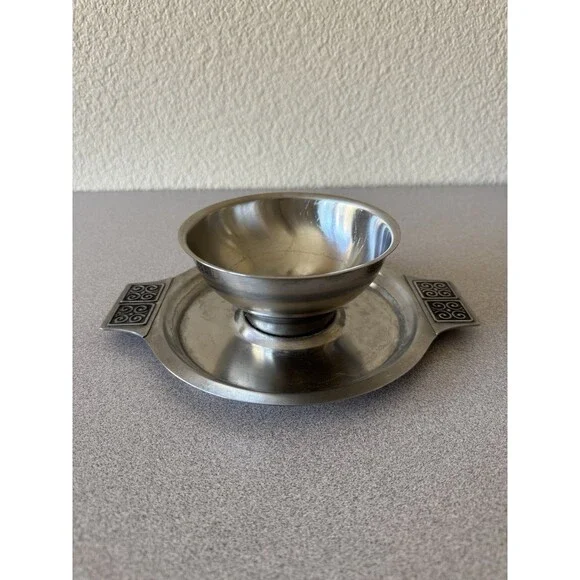 Vintage Rogers-Insilco Fashion Stainless Chip & Dip Serving Bowl Tray MCM