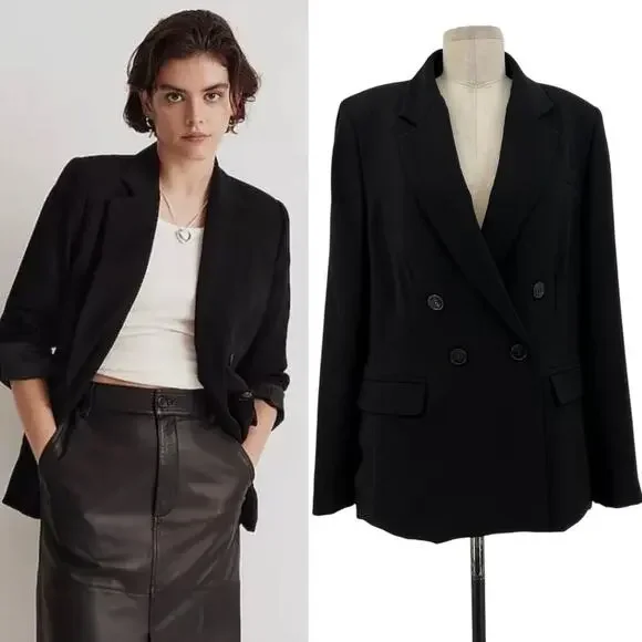 Madewell The Rosedale Blazer in‎ Crepe in Black Size 12
