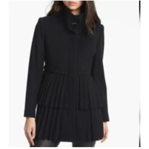 George Simonton studio Australian lambswool cashmere blend black coat 12