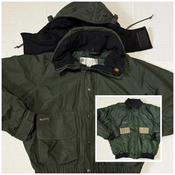 COLUMBIA Omni-Tech - Men's Vintage 3-in-1 Green Hunting Jacket Coat - X-Large XL