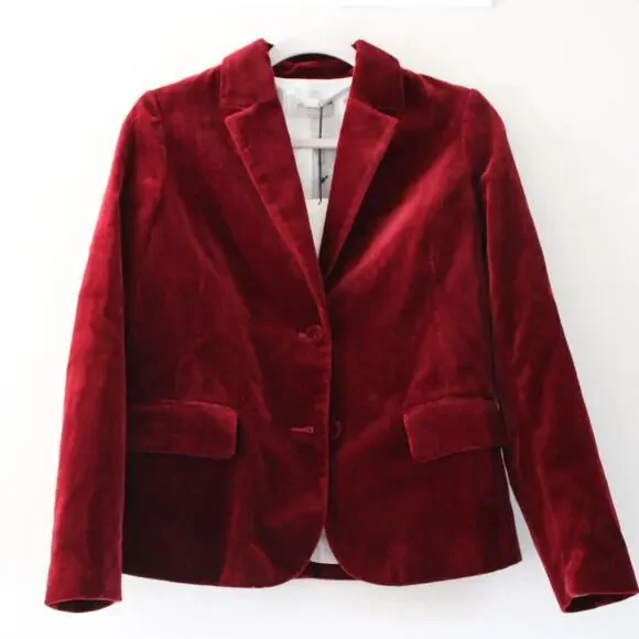 NWT Bonpoint‎ Women's Janet Velvet Red Blazer Jacket 34 (US 2)